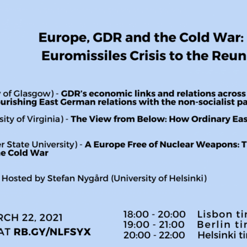 WEBINAR – Europe, GDR and the Cold War: from the Euromissiles Crisis to the Reunification